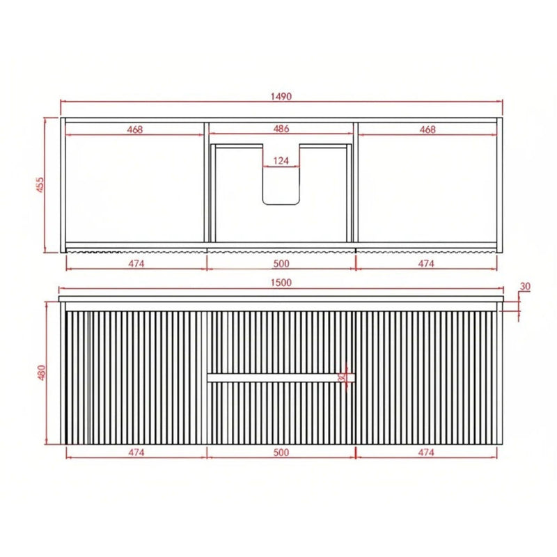 Brindabella Matte White 1500mm Double Bowl Wall Hung Vanity
