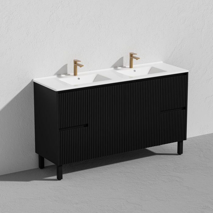 Brighton Freestanding Vanity 1500mm (Double Bowl/Matte Black)