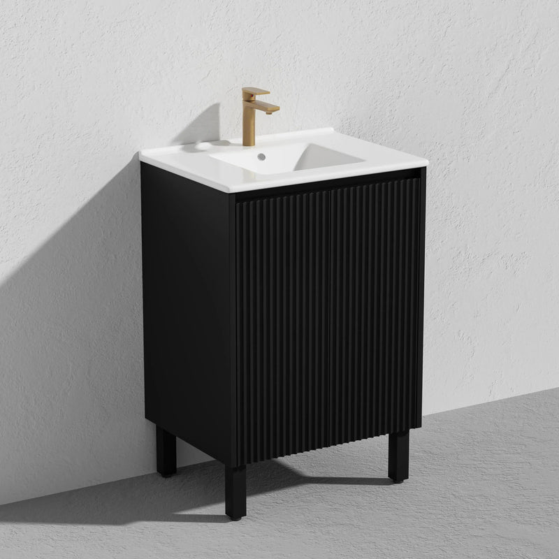 Brighton Freestanding Vanity 600mm (Matte Black) - Aqualux Bathrooms- Poseidon
