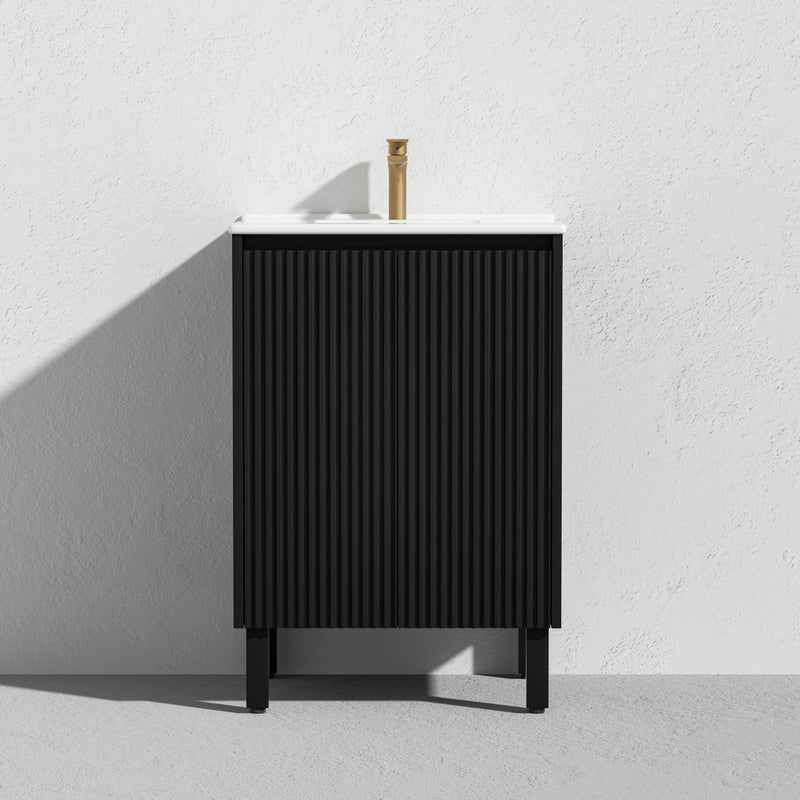 Brighton Freestanding Vanity 600mm (Matte Black) - Aqualux Bathrooms- Poseidon