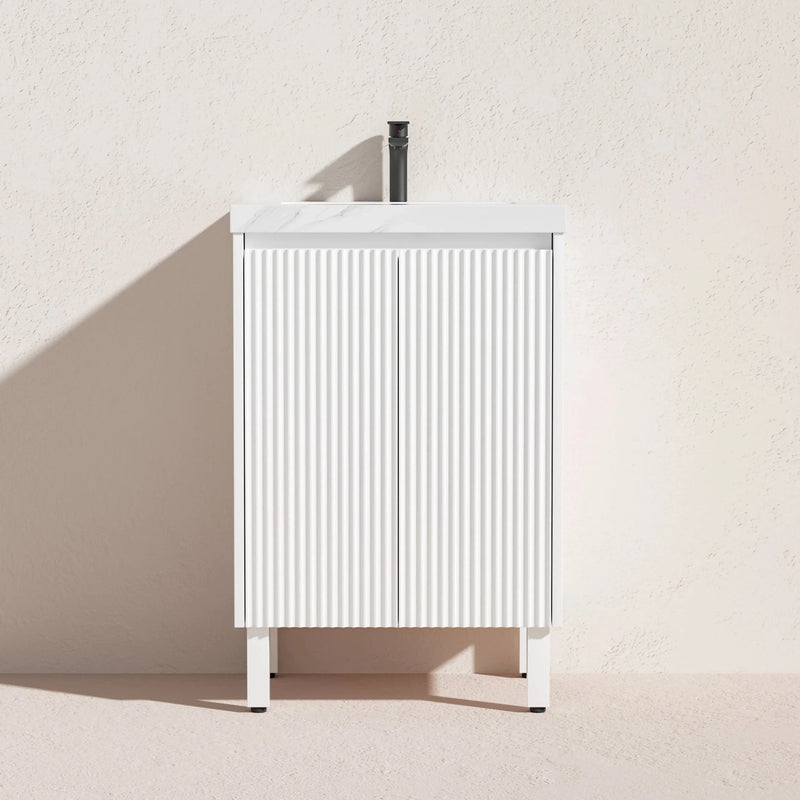 Brighton Freestanding Vanity 600mm (Matte White) - Aqualux Bathrooms- Poseidon