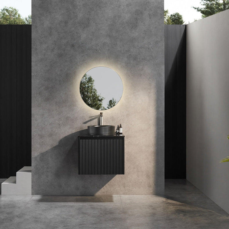 Brindabella Matte Black 600mm Single Bowl Wall Hung Vanity