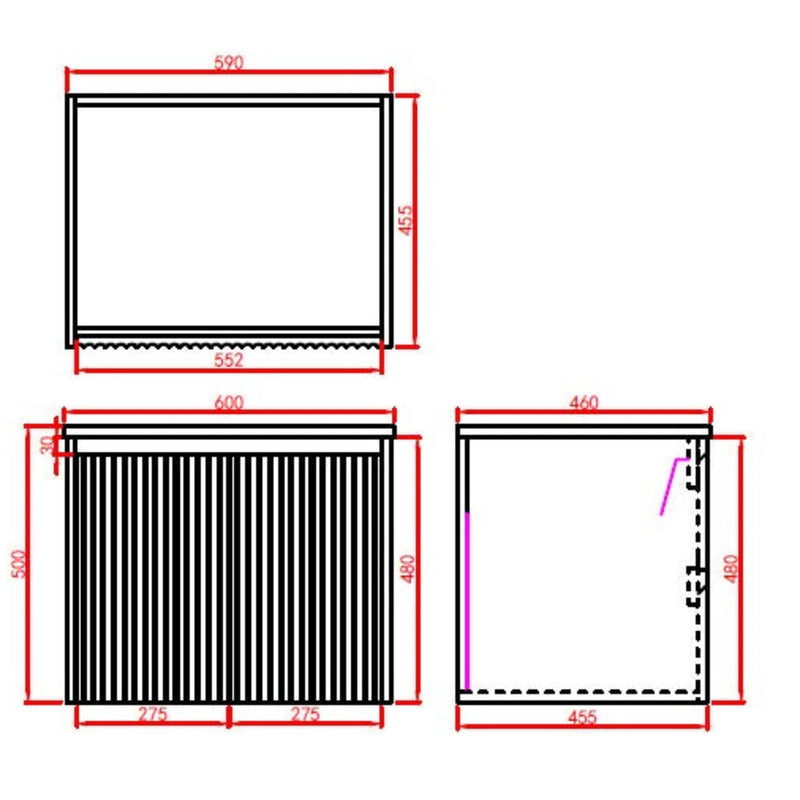 Brindabella Matte Black 600mm Single Bowl Wall Hung Vanity