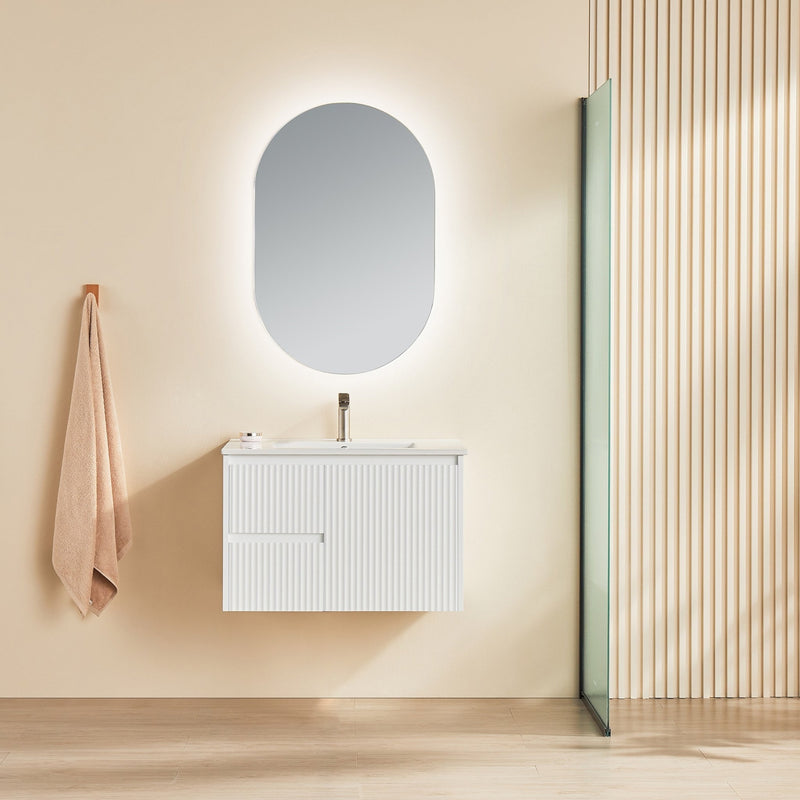Brindabella Matte White 750mm Single Bowl Wall Hung Vanity