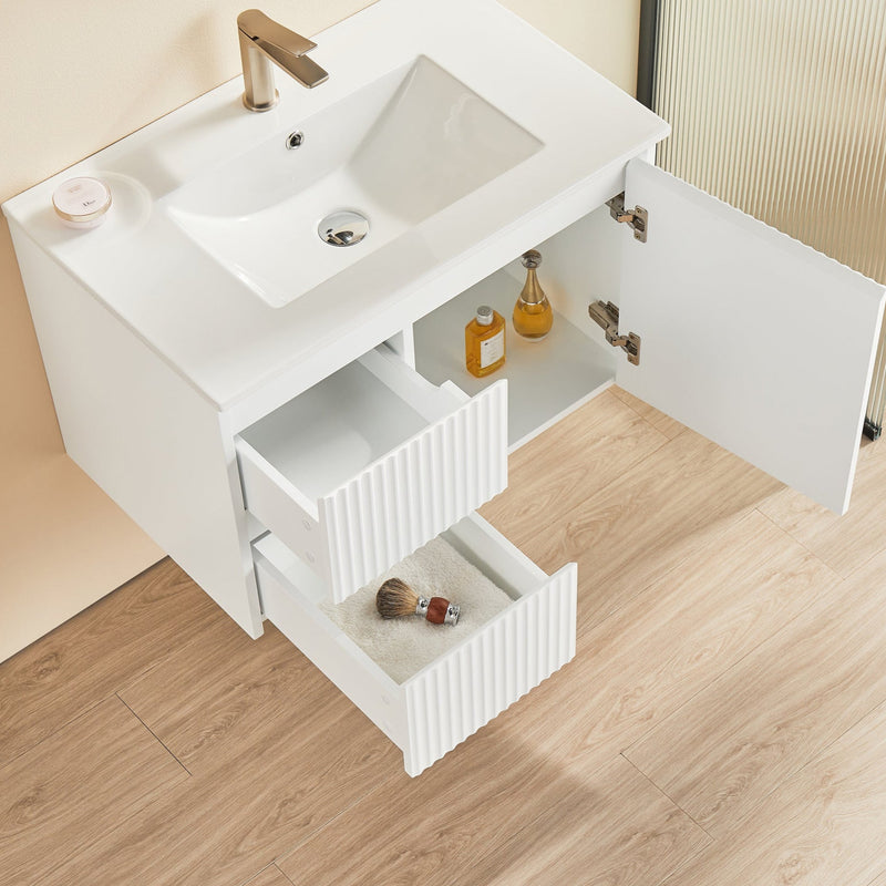 Brindabella Matte White 750mm Single Bowl Wall Hung Vanity