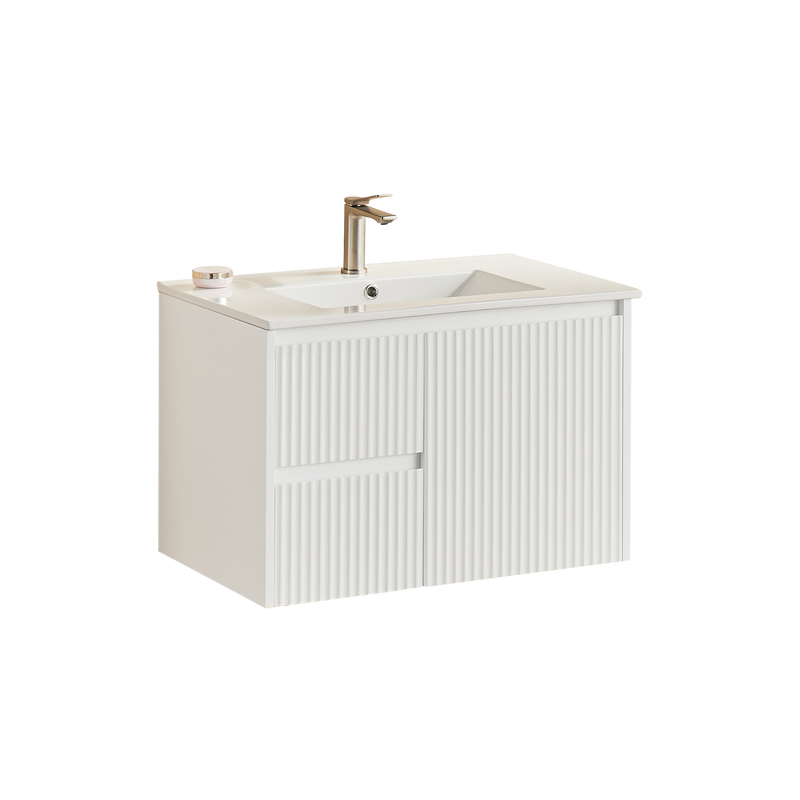 Brindabella Matte White 750mm Single Bowl Wall Hung Vanity