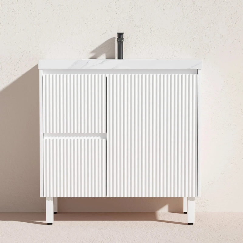 Brighton Freestanding Vanity 900mm (Matte White) - Aqualux Bathrooms- Poseidon