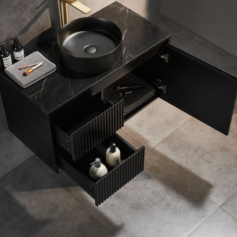 Brindabella Matte Black 900mm Single Bowl Wall Hung Vanity