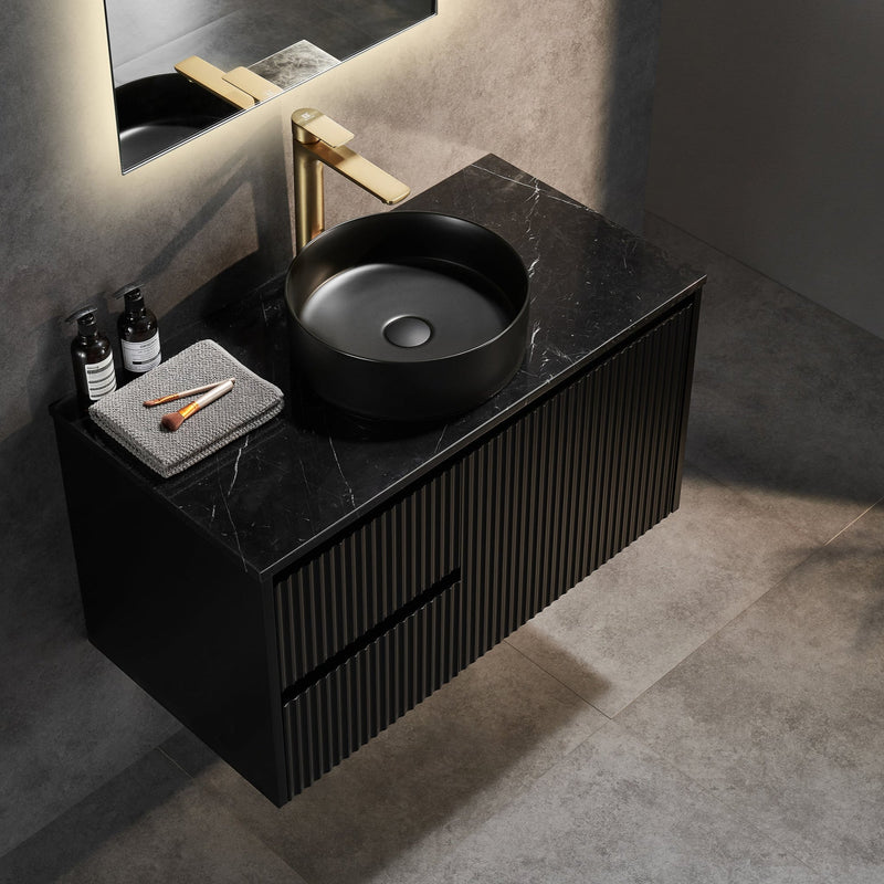 Brindabella Matte Black 900mm Single Bowl Wall Hung Vanity