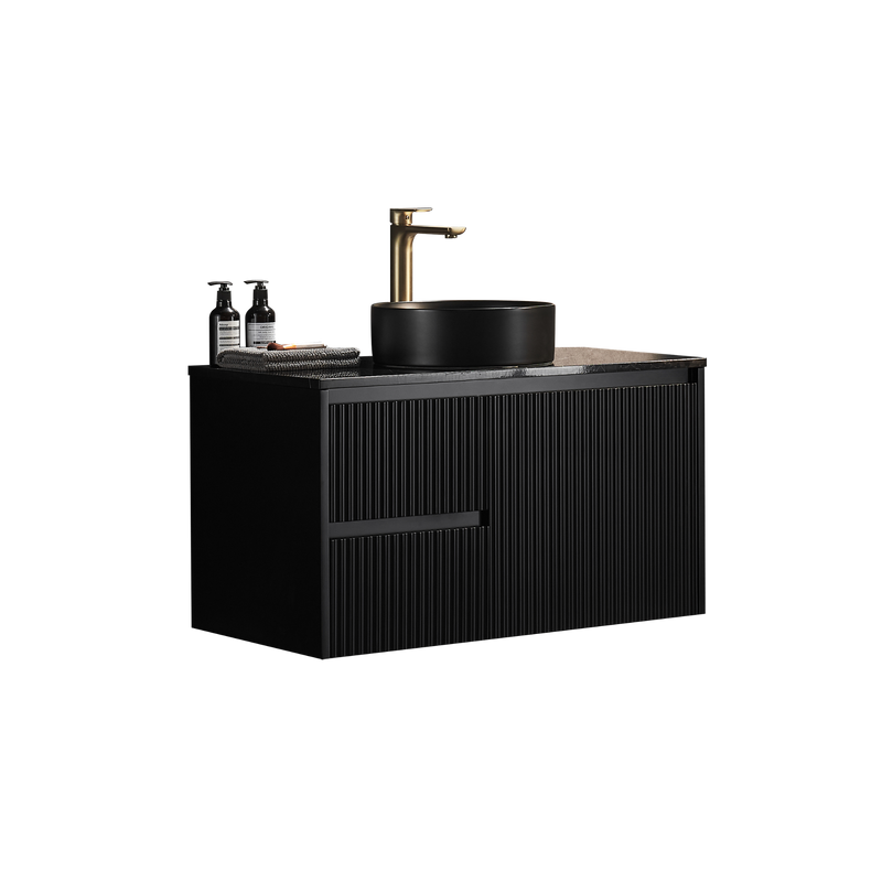 Brindabella Matte Black 900mm Single Bowl Wall Hung Vanity
