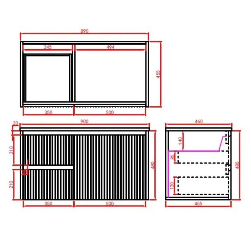 Brindabella Matte Black 900mm Single Bowl Wall Hung Vanity