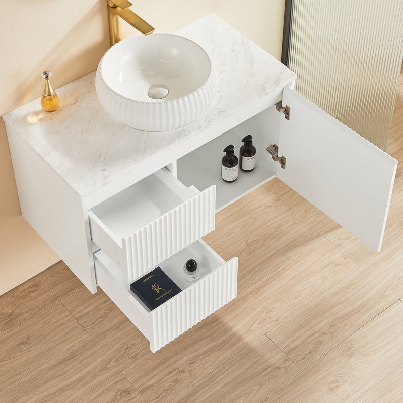 Brindabella Matte White 900mm Single Bowl Wall Hung Vanity