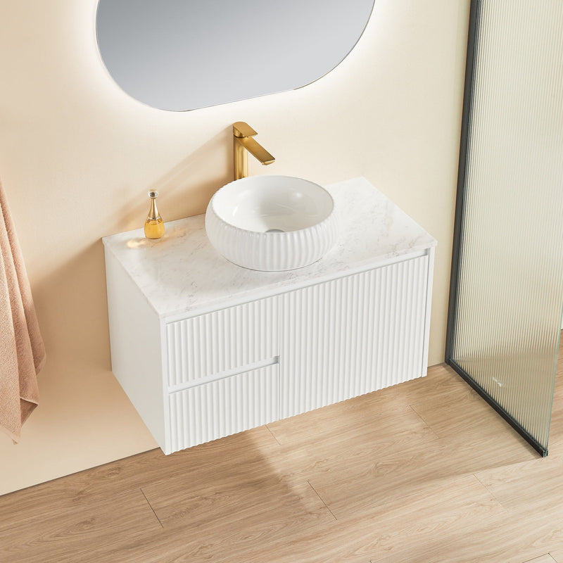 Brindabella Matte White 900mm Single Bowl Wall Hung Vanity