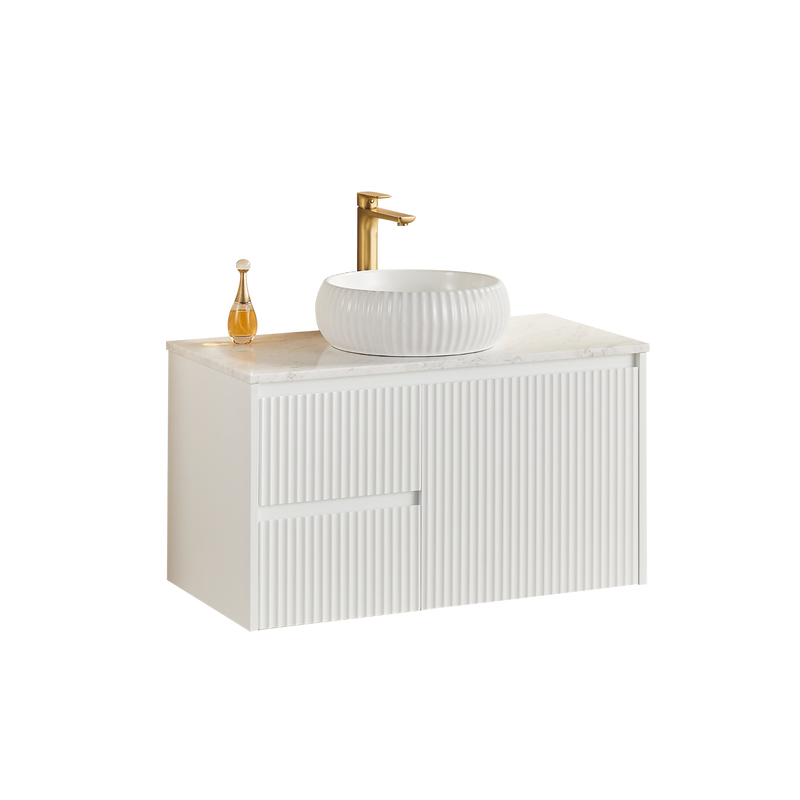 Brindabella Matte White 900mm Single Bowl Wall Hung Vanity