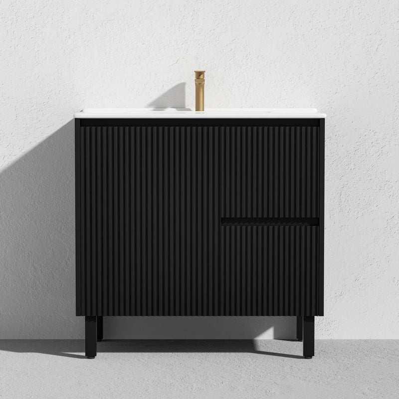 Brighton Freestanding Vanity 900mm (Matte Black) - Aqualux Bathrooms- Poseidon