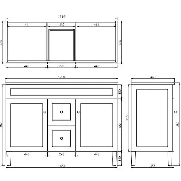 Harrington Freestanding Vanity 1200mm (Double Bowl/Matte White) - Aqualux Bathrooms- Poseidon