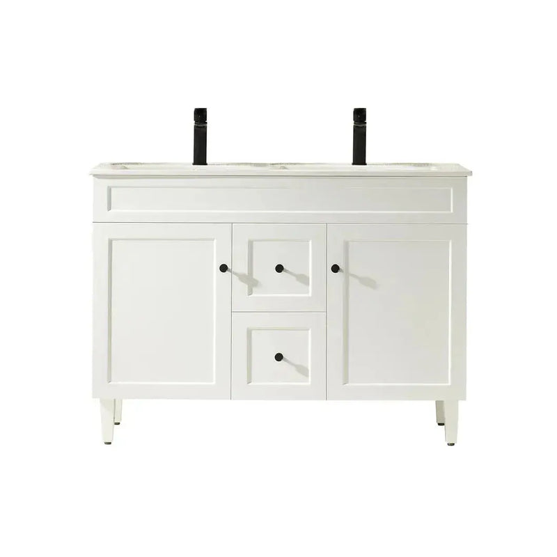Harrington Freestanding Vanity 1200mm (Double Bowl/Matte White) - Aqualux Bathrooms- Poseidon