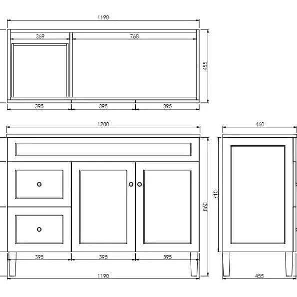 Harrington Freestanding Vanity 1200mm (Matte White) - Aqualux Bathrooms- Poseidon