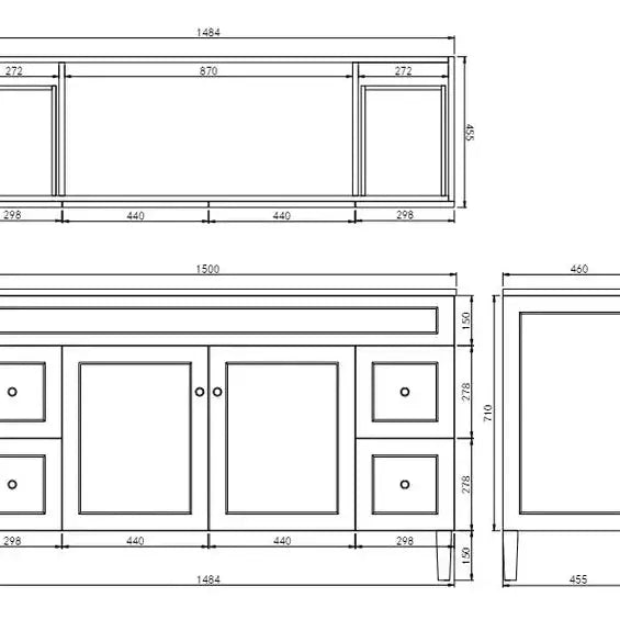 Poseidon Harrington Freestanding Vanity 1500mm (Matte Black) Poseidon