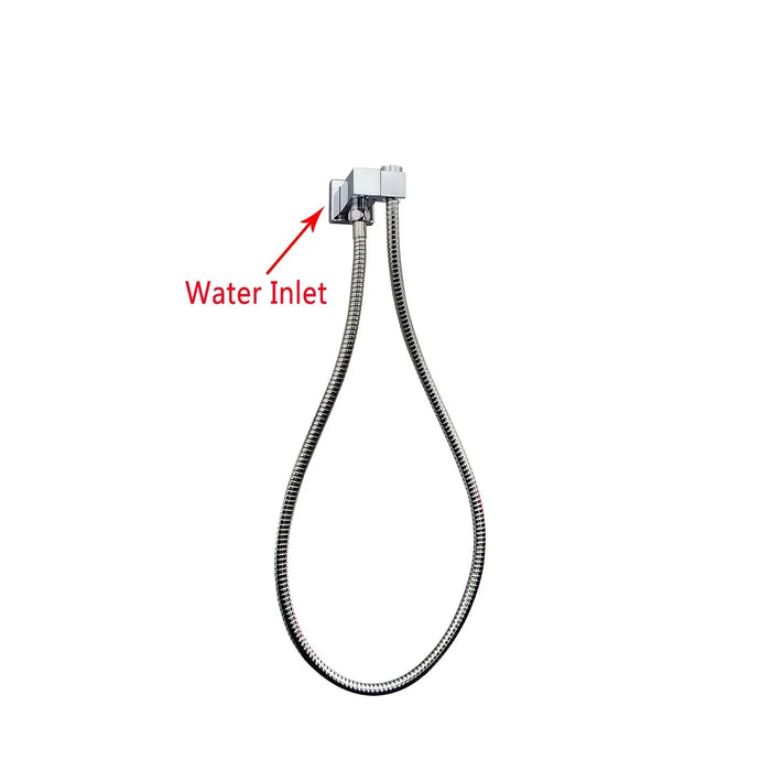 Square Chrome Hand Shower Rail without Handheld Shower(Stainless Steel Hose)