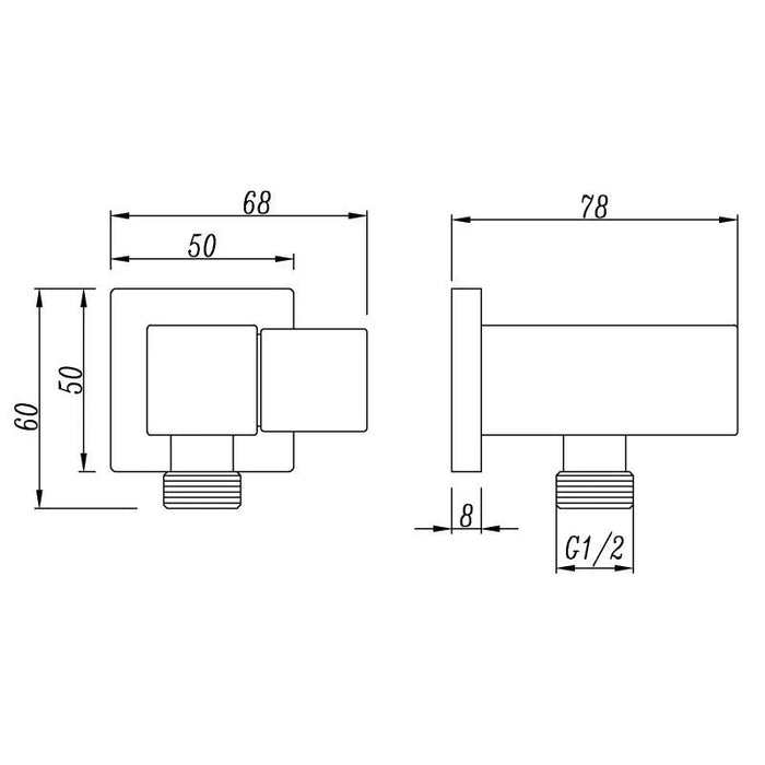 Square Chrome Hand Shower Rail without Handheld Shower(Stainless Steel Hose)