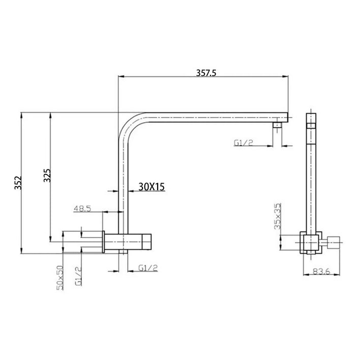 Square Chrome Shower Station without Shower Head and Handheld Shower(Stainless Steel Hose)