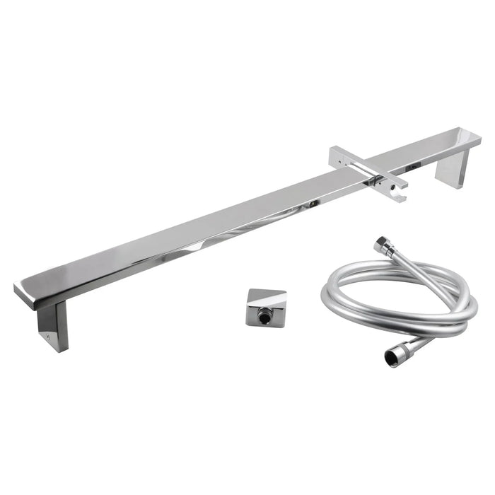 Square Chrome Sliding Shower Rail without Handheld Shower(PVC Hose)