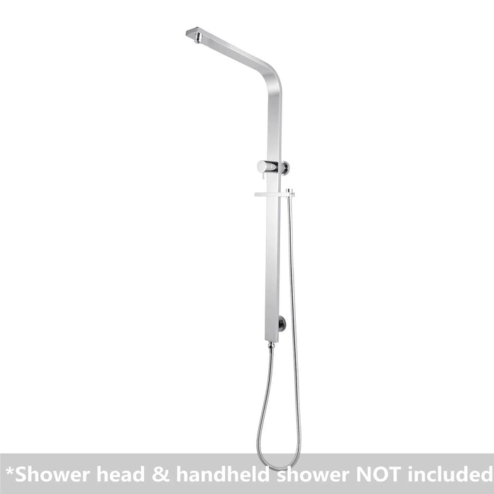 Square Chrome Shower Station without Shower Head and Handheld Shower(Wide Rail,Stainless Steel Hose)