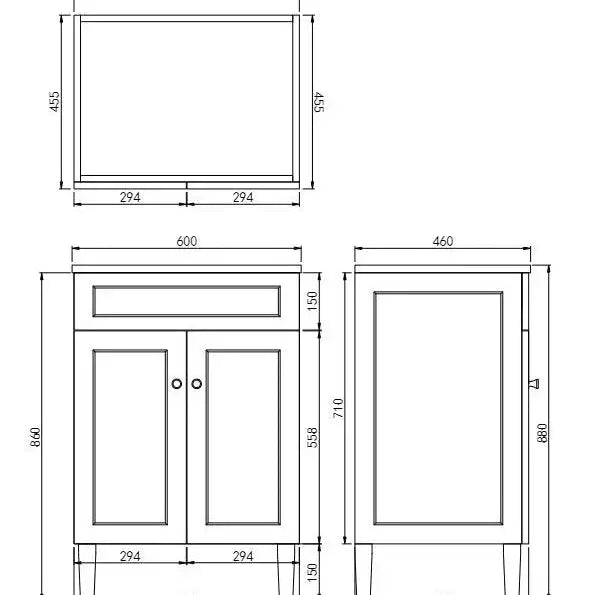 Poseidon Harrington Freestanding Vanity 600mm (Matte Black) Poseidon