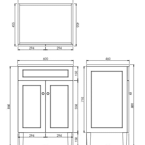 Harrington Freestanding Vanity 600mm (Matte White) - Aqualux Bathrooms- Poseidon