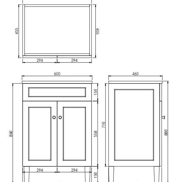 Harrington Freestanding Vanity 600mm (Matte White)