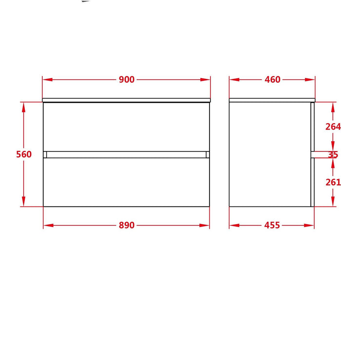 Stella PVC Wall Hung Vanity 900