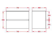 Stella PVC Wall Hung Vanity 750 - Aqualux Bathrooms- Poseidon