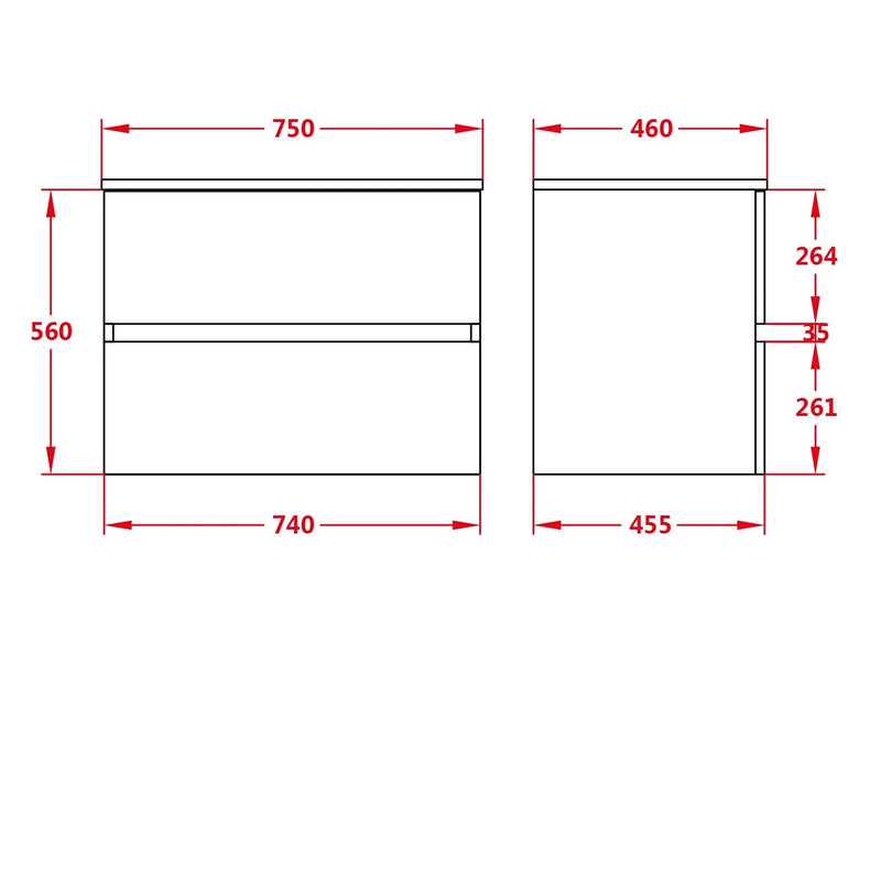 Stella PVC Wall Hung Vanity 750 - Aqualux Bathrooms- Poseidon