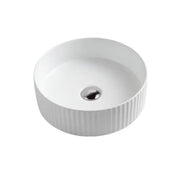 Cora Above Counter Fluted Gloss White Circle Basin - Aqualux Bathrooms- Mercio