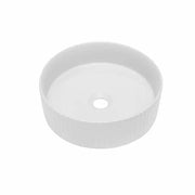 Cora Above Counter Fluted Gloss White Circle Basin - Aqualux Bathrooms- Mercio
