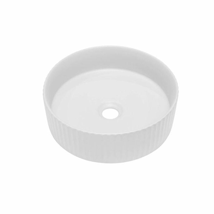 Cora Above Counter Fluted Gloss White Circle Basin