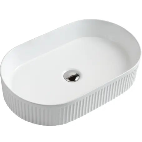 Cora Above Counter Fluted Matt White Pill Basin - Aqualux Bathrooms- Mercio