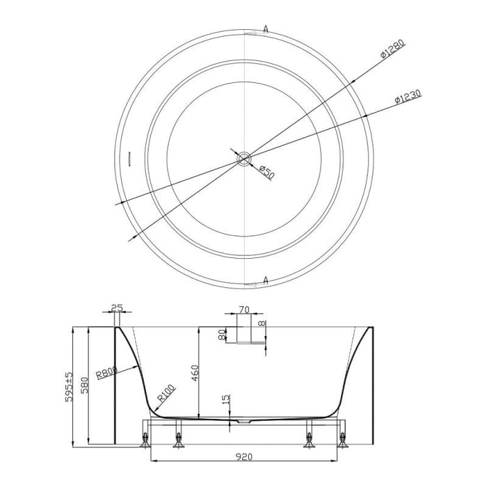 Como Round Freestanding Bathtub 1280mm