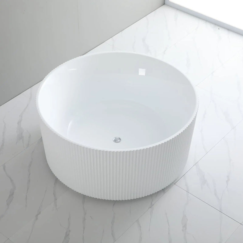 Como Round Groove Freestanding Bathtub 1280mm - Aqualux Bathrooms- Poseidon