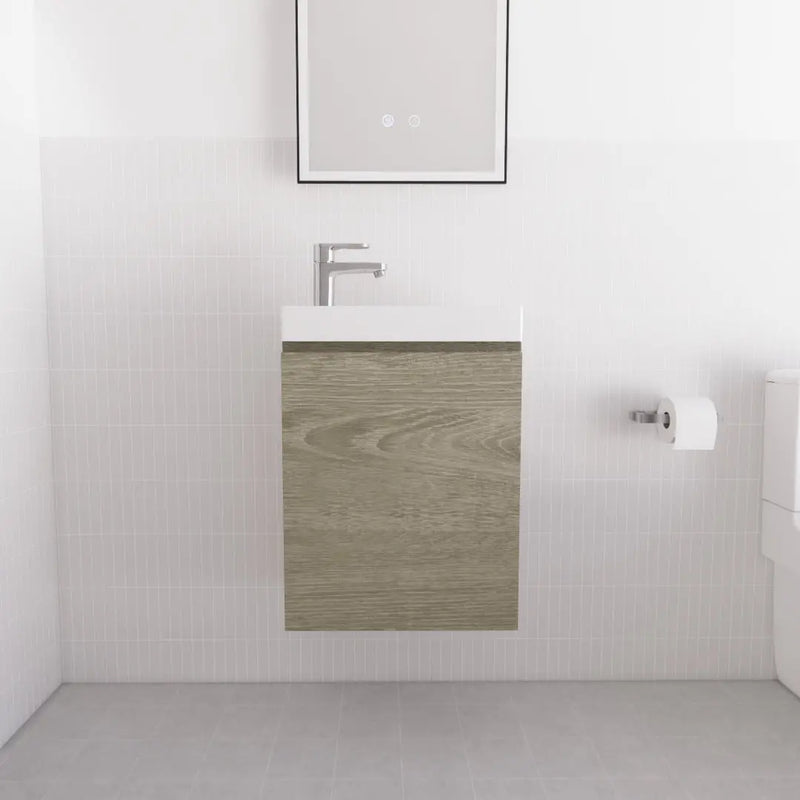 ABS Riva - Riva Mini Wall Hung Vanity 450mm - Forest Timber Dark Oak - Aqualux Bathrooms