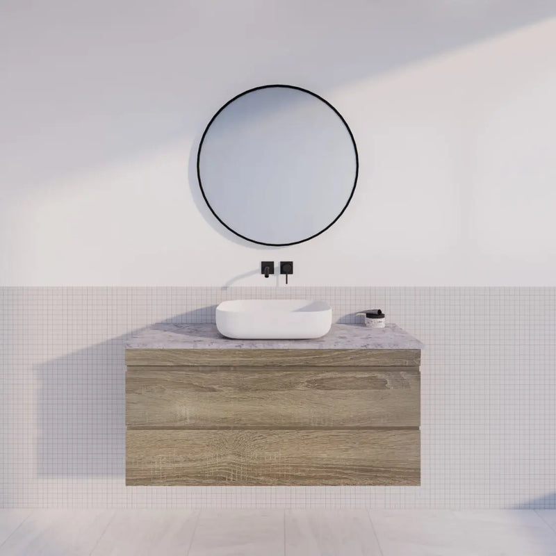 ABS Riva - Riva DF Single Bowl Wall Hung Vanity 1200mm - Dark Oak - Aqualux Bathrooms