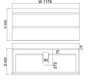 ABS Riva - Riva DF Single Bowl Wall Hung Vanity 1200mm - Dark Oak - Aqualux Bathrooms