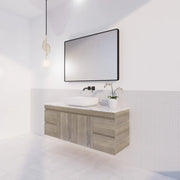 ABS Riva - Riva DF Single Bowl Wall Hung Vanity 1500mm - Dark Oak - Aqualux Bathrooms