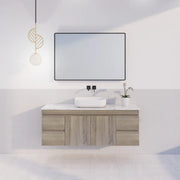 ABS Riva - Riva DF Single Bowl Wall Hung Vanity 1500mm - Dark Oak - Aqualux Bathrooms