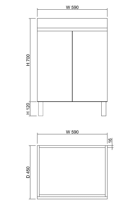 ABS Riva Riva MFL2 Freestanding Vanity 600mm - Dark Oak