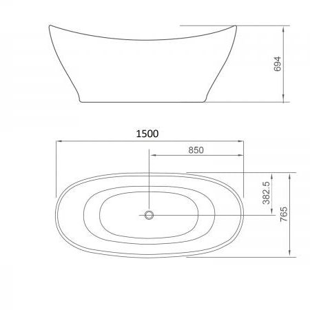 Disney Opal White Freestanding Bathtub 1500mm