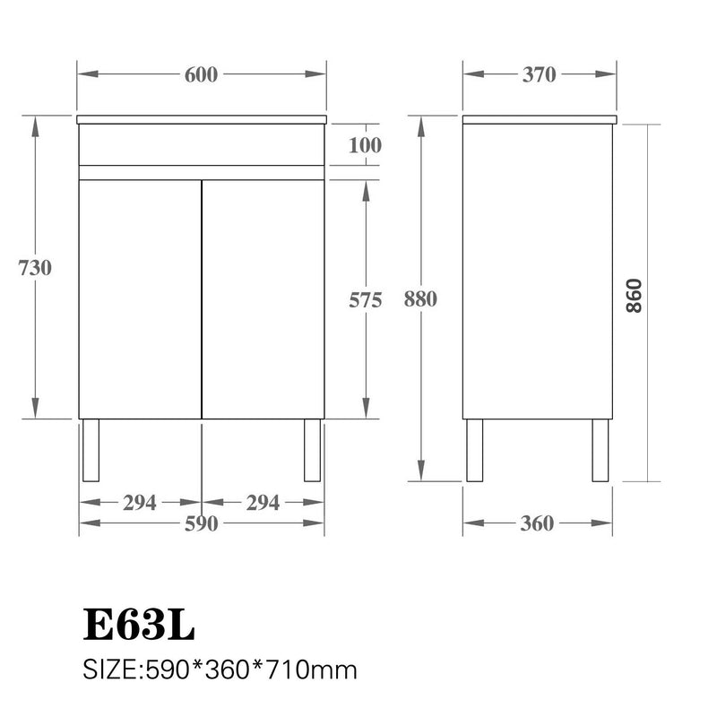 EVIE Slim PVC Floor Vanity ( All Size )