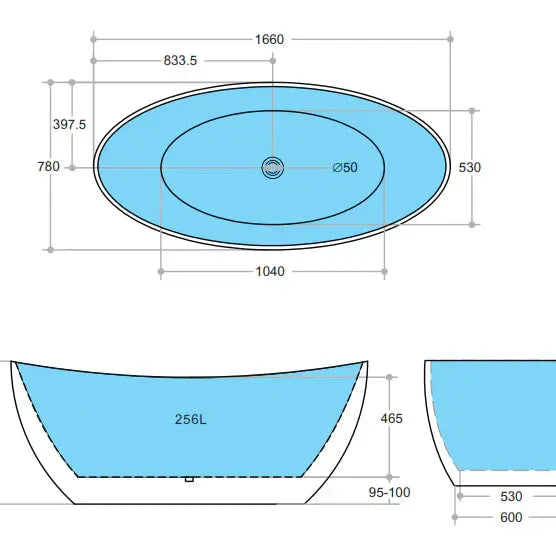 Evie Freestanding Bathtub 1500mm - Gloss Black and White