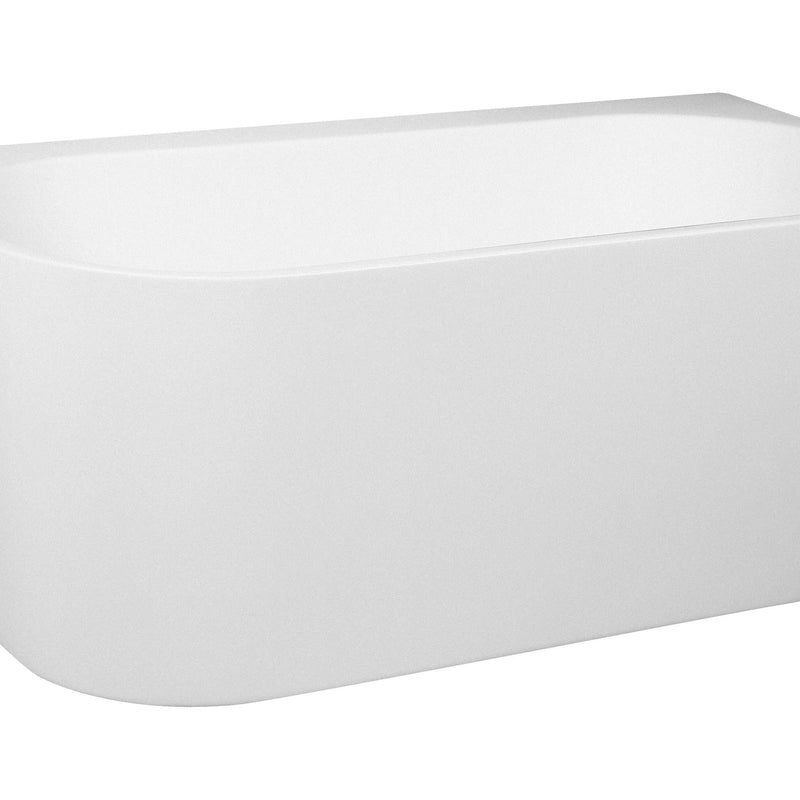 Elivia White Back to wall Bathtub - Non Overflow - Aqualux Bathrooms- Poseidon